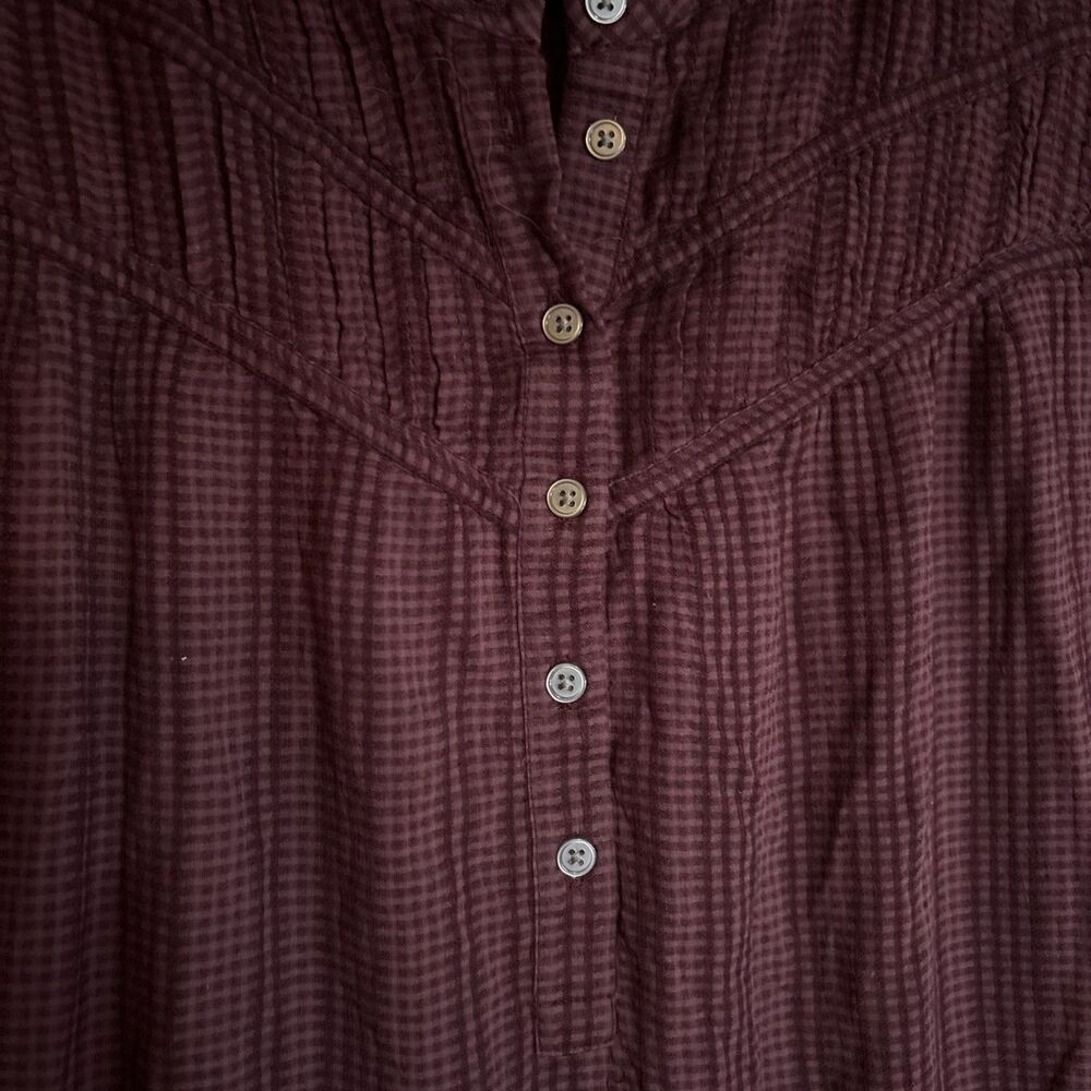 Loft Burgundy Plaid Dress women's Sz XL Fall Cabincore Comfy Casual Pullover - Picture 2 of 5